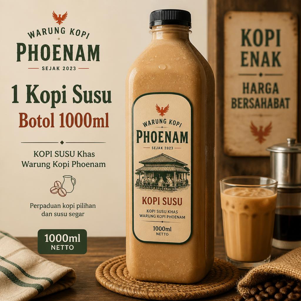 1 Kopi Susu Botol 1000ml Warkop Phoenam
